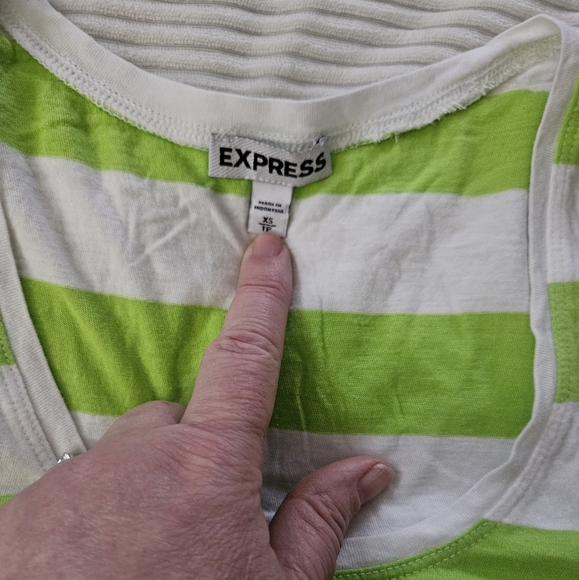 Express Women's Striped Tank Top - Green and Yellow - Picture 2 of 5